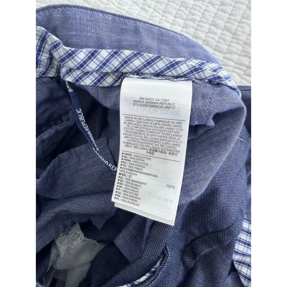 Banana Republic Kentfield Pant Mens 34x34 Blue Cotton Micro Dot Chino Trousers